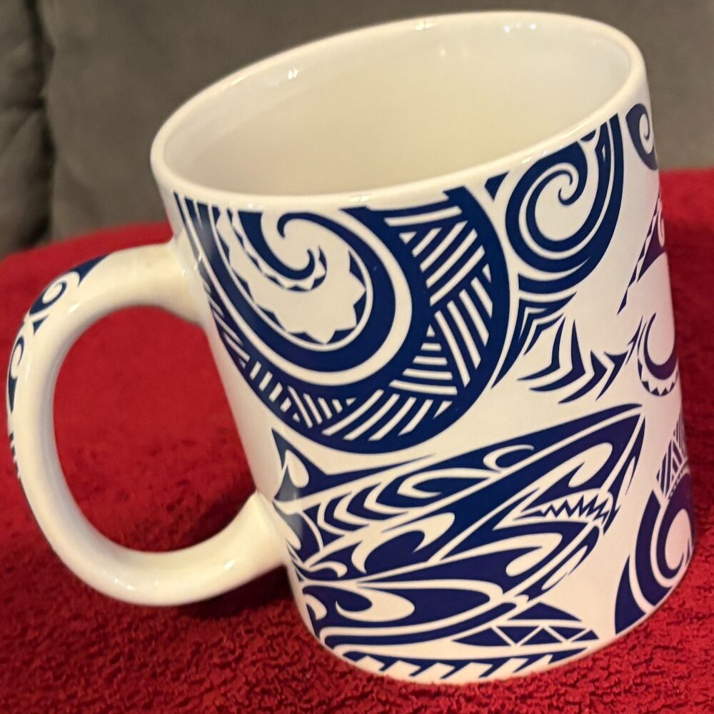 Island Heritage 2016 TRIBAL SHARK-BLUE Coffee Mug-4"H X 3.5"D-From Hawaii-NEW